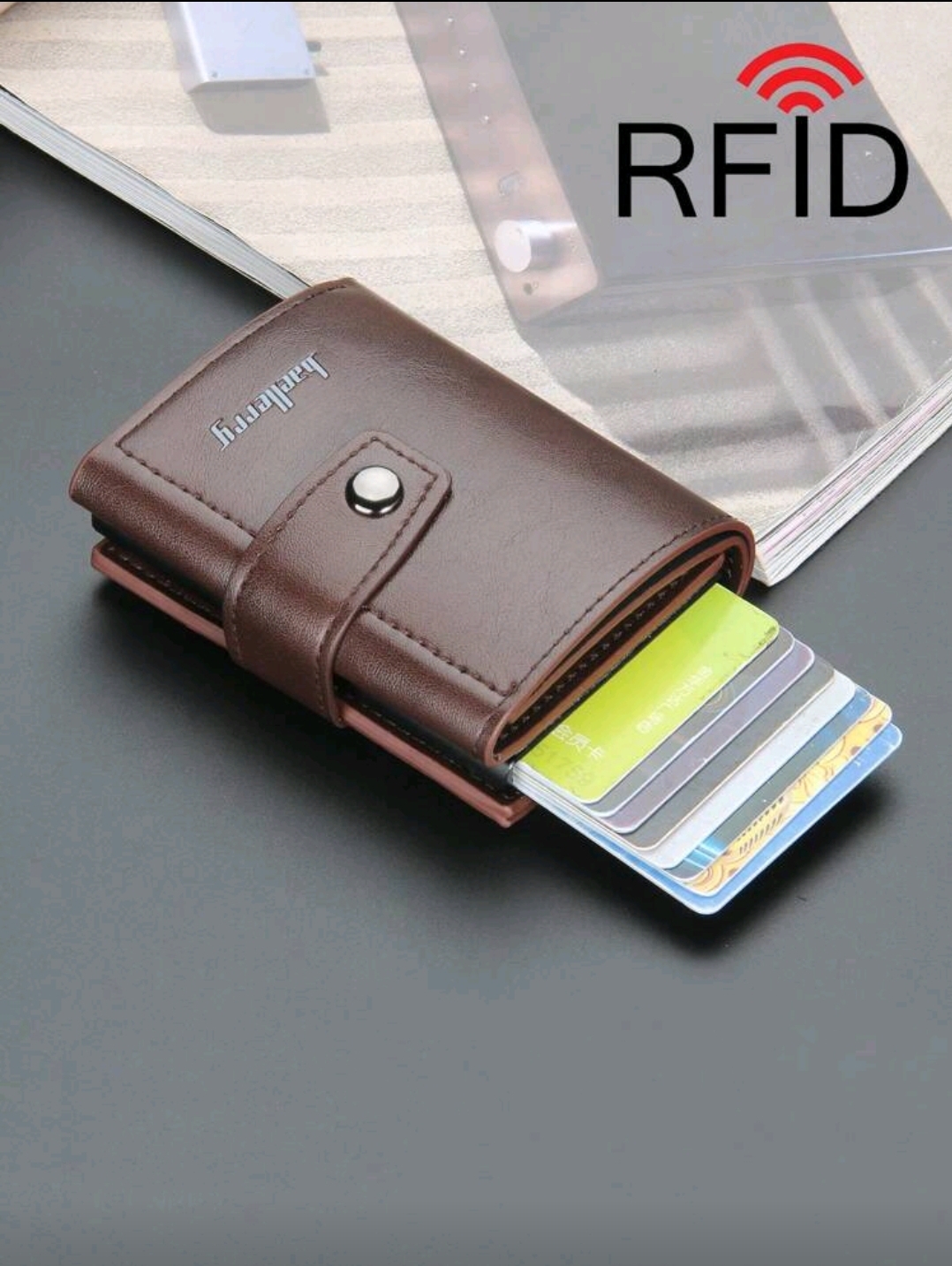 TARJETERO BILLETERA DOBLE CAFE PARA HOMBRE DE CUERO M37